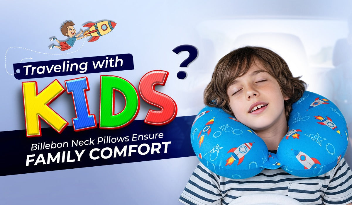 Family using Billebon neck pillows for comfortable travel
