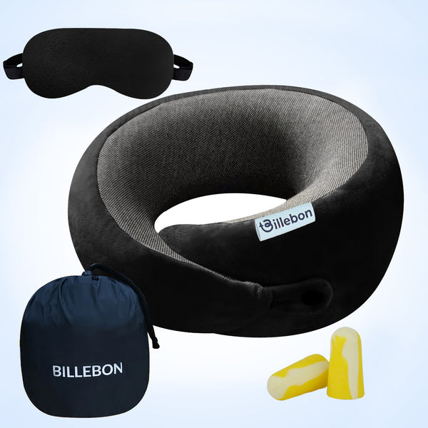 Ultrasoft Memory Foam Neck Pillow with Eye Mask and Carry Bag