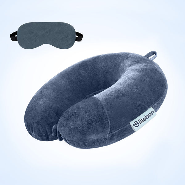 U-Shape Fibre Filled Neck Pillow With Eye Mask