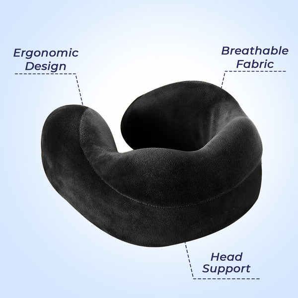 Fiber Filled Neck Pillow For Travel with Eye Mask