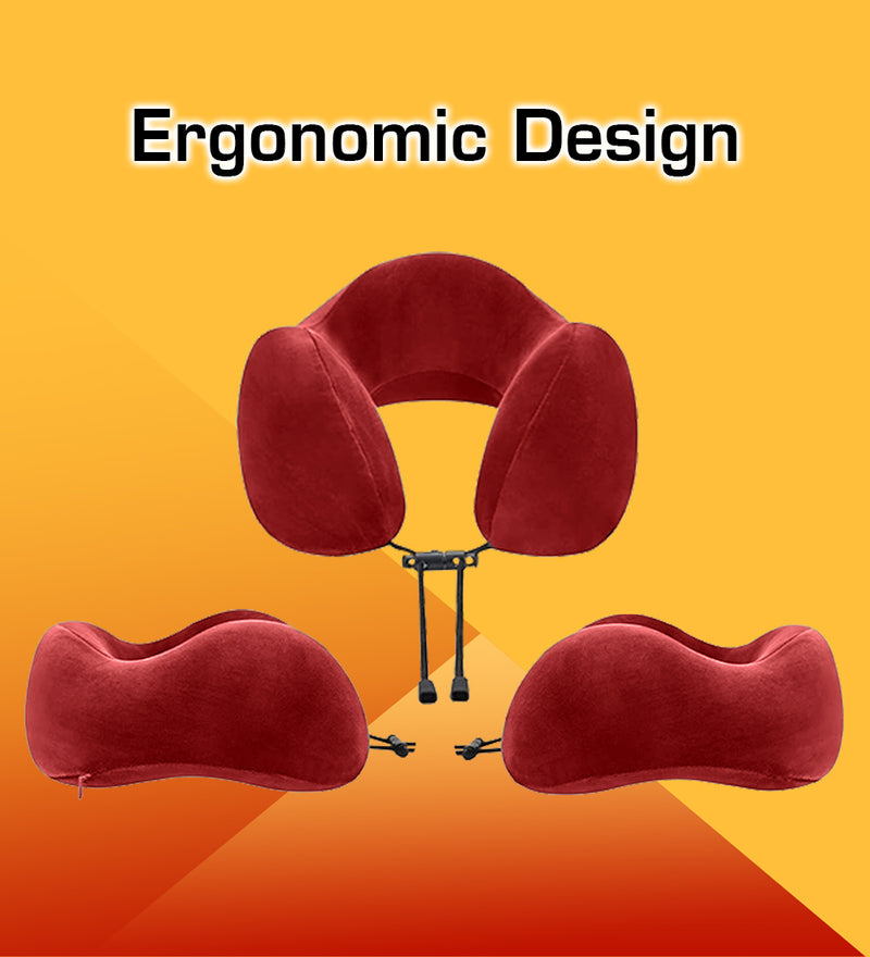 Red travel neck pillow for neck comfort